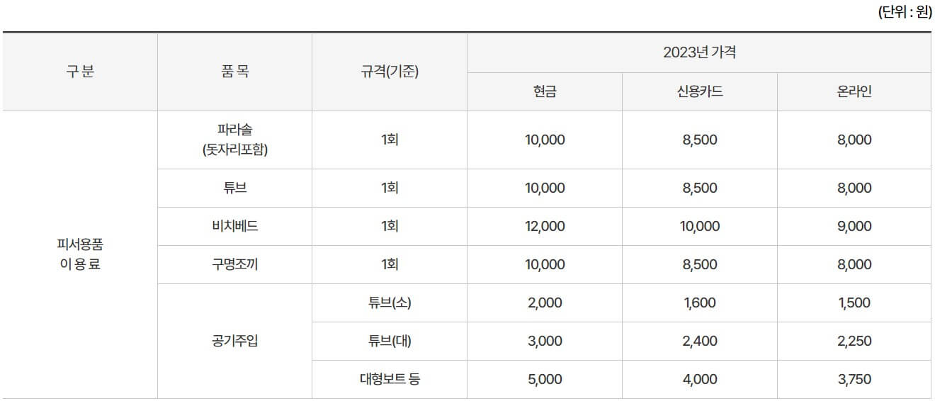 2023년 피서용품 가격