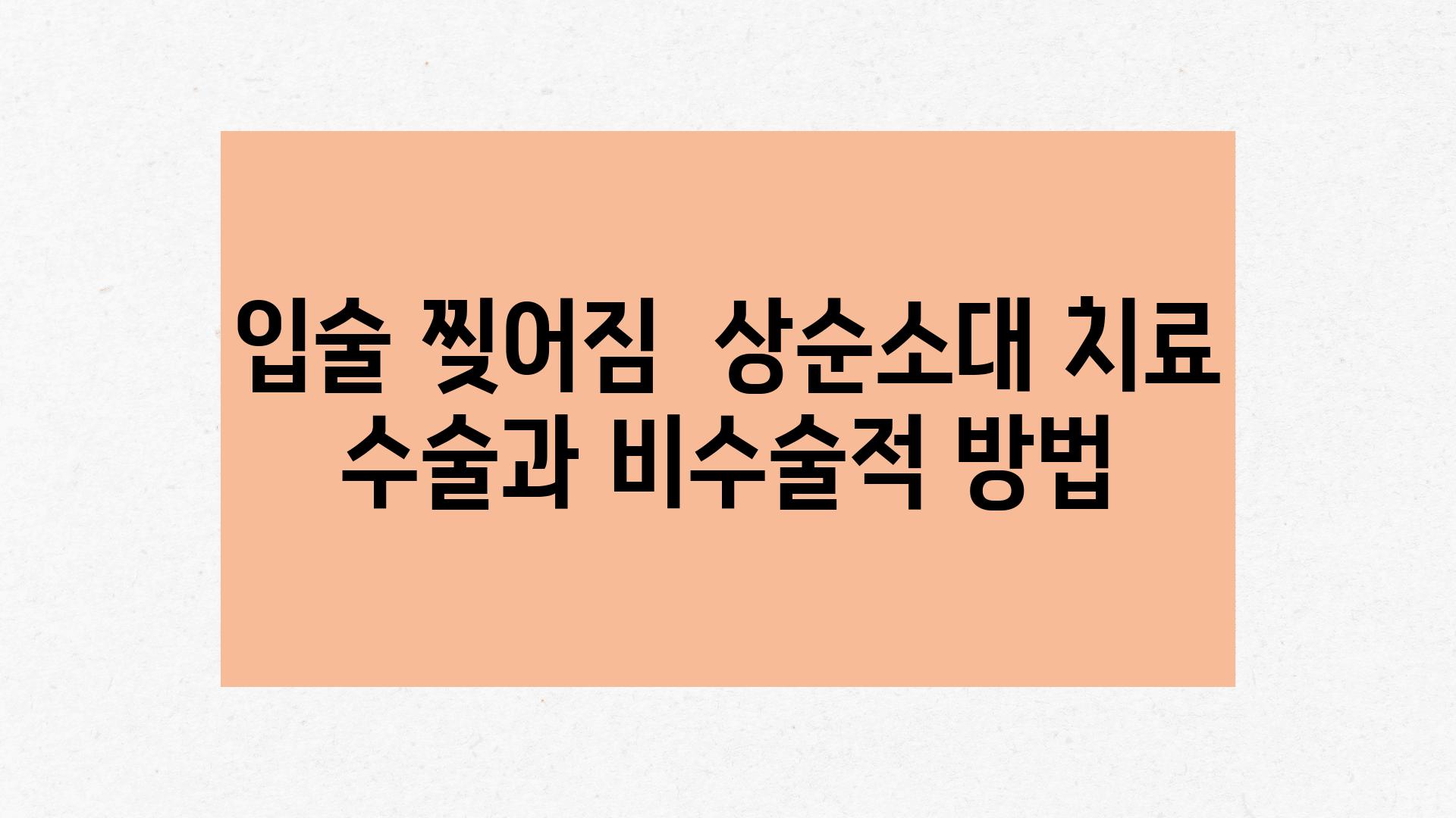 입술 찢어짐  상순소대 치료 수술과 비수술적 방법