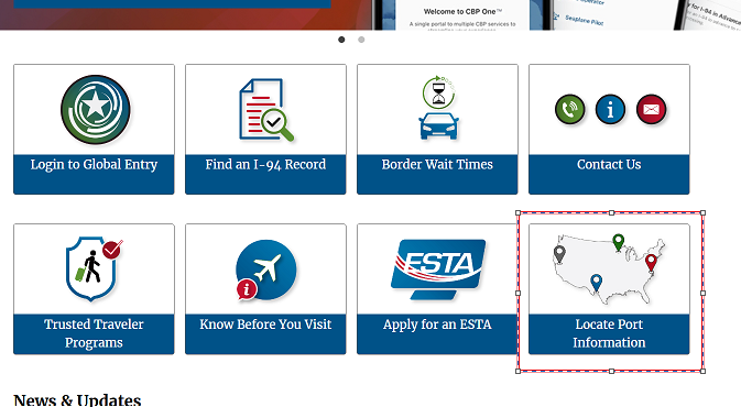 CBP 사이트에서 PORT 위치 확인하는 방법