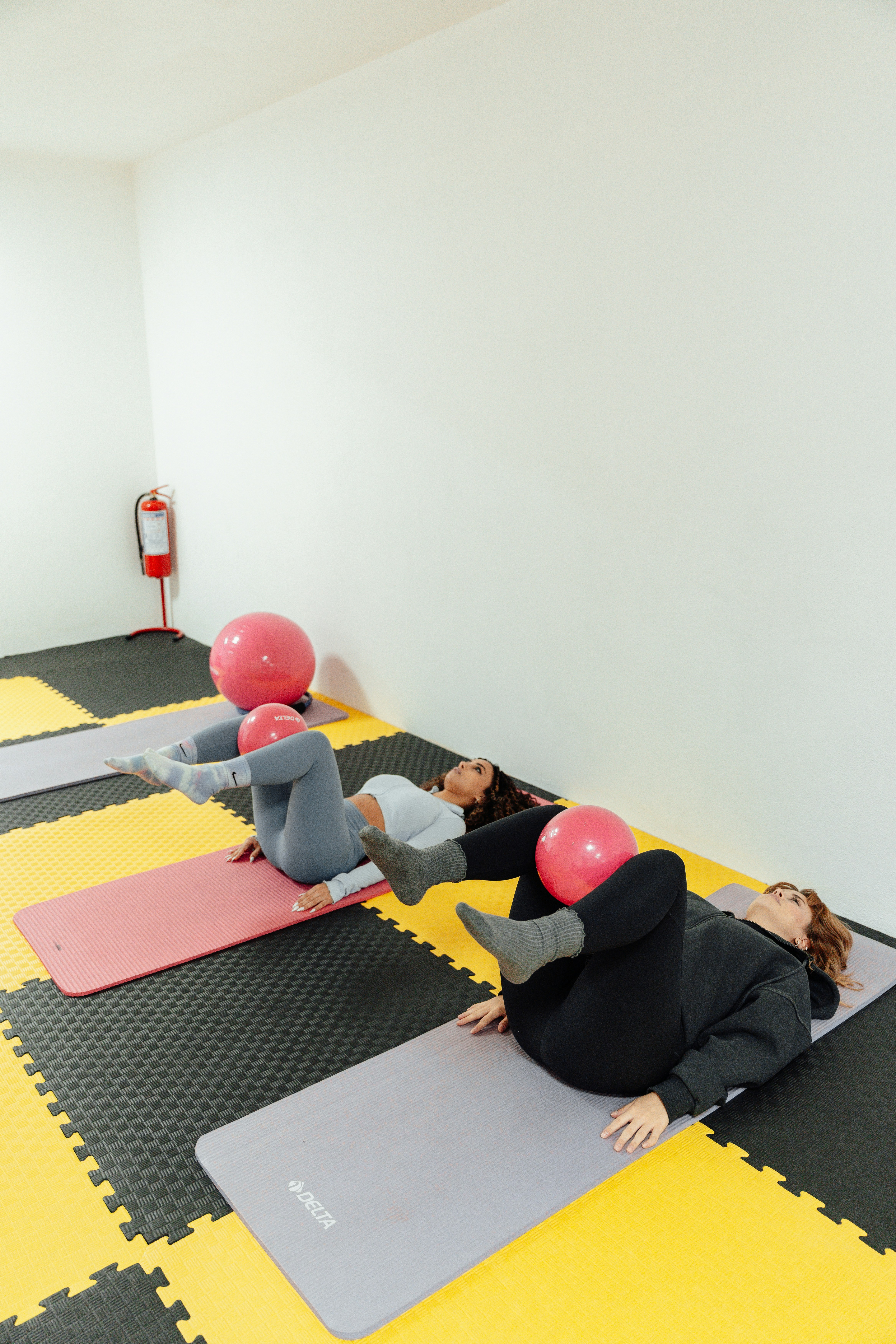 Pelvic floor exercise two girl