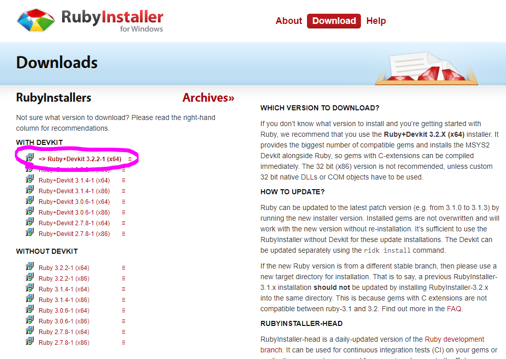 루비 최신 버전 다운로드