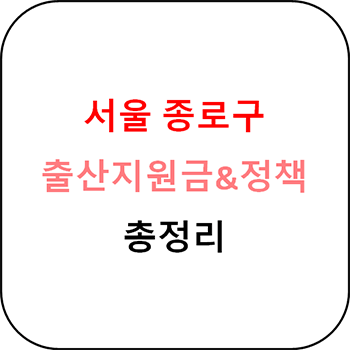  서울 종로구 출산장려금 및 지원정책 총정리