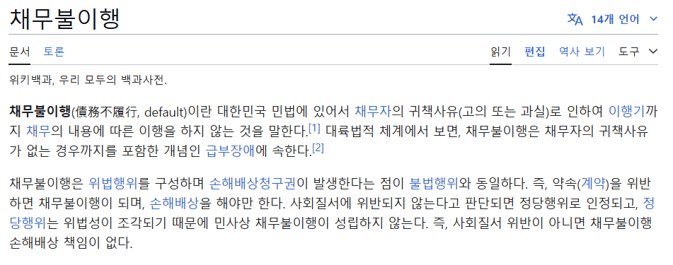 채무불이행(디폴트)