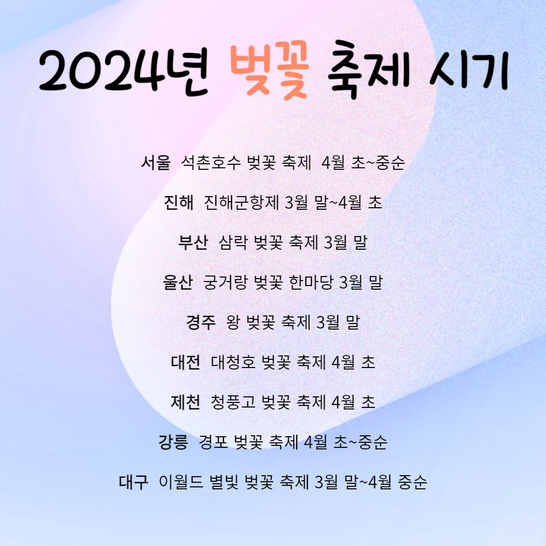 벚꽃 축제 시기