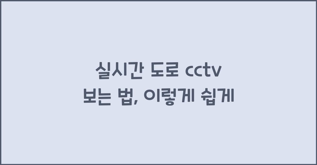 실시간 도로 cctv 보는 법