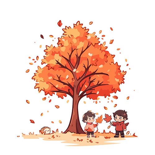 가을 나무 일러스트(카툰풍)