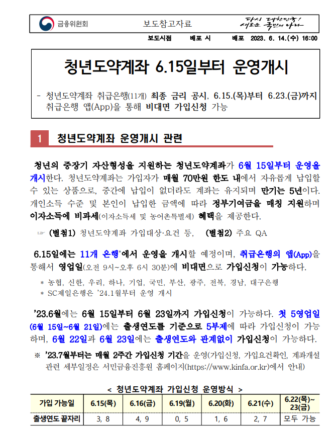 청년도약계좌 보도자료