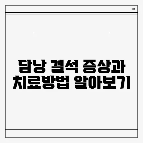 담낭 결석 증상과 치료방법 알아보기