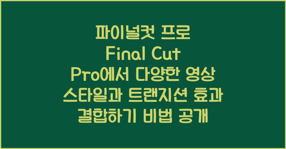 파이널컷 프로 Final Cut Pro에서 다양한 영상 스타일과 트랜지션 효과 결합하기