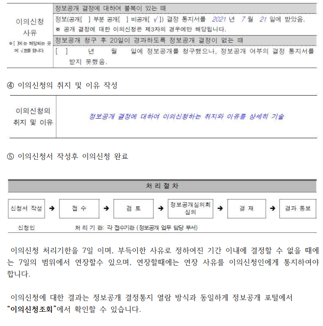 정보공개 이의신청 방법&#44; 이의신청서 양식