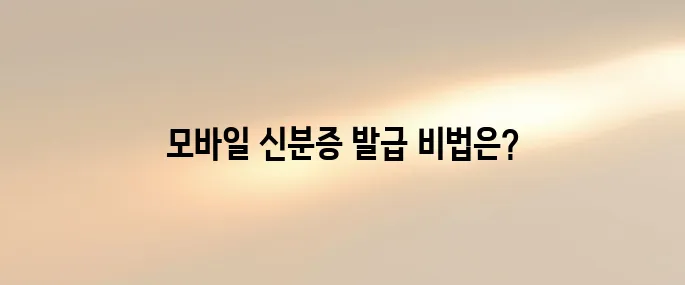 정부24 모바일 신분증 발급 방법 가이드