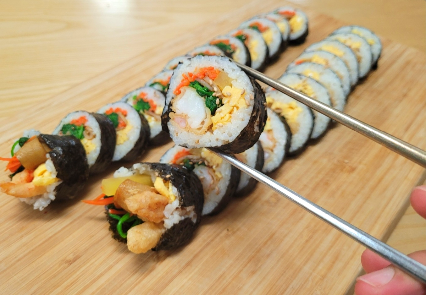  새우 김밥 만들기, 고봉민 새우 김밥 만들기, 김밥 터지지 않게 마는 방법.
