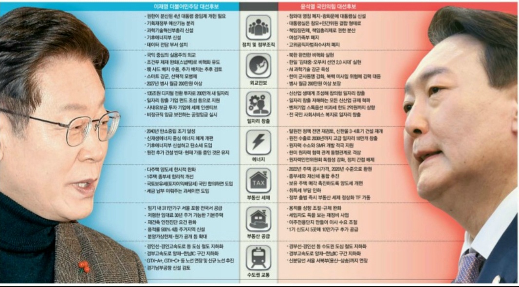  2022 20대 대선후보 공약 비교