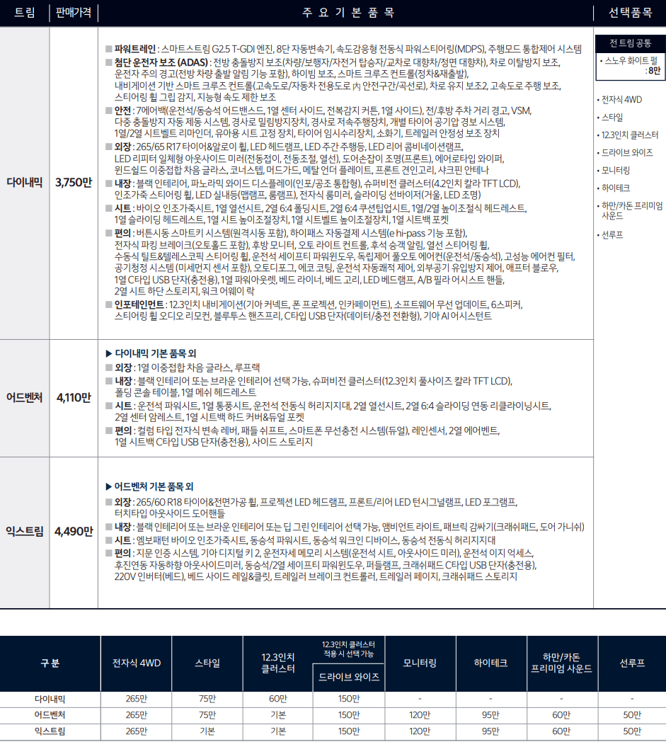 2.5 가솔린 터보 가격