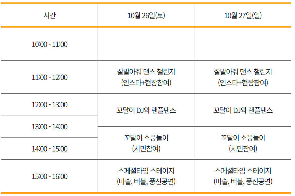2024 김천 김밥 축제 꼬달이 놀이터존 일정표