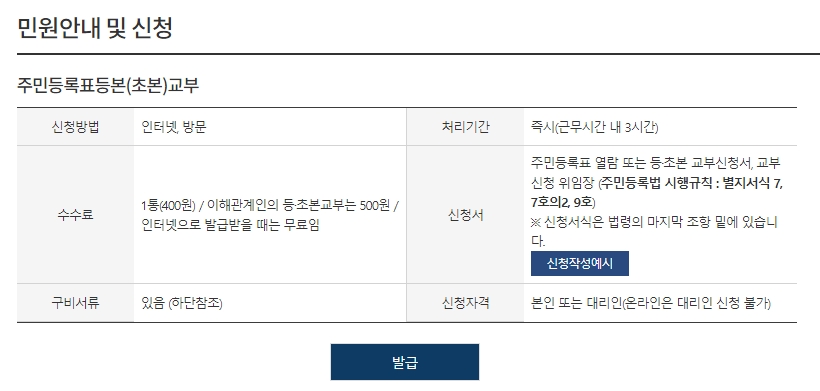 주민등록초본-발급