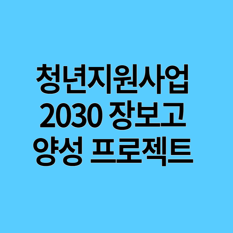  청년 지원사업 - 2030 장보고 양성 프로젝트