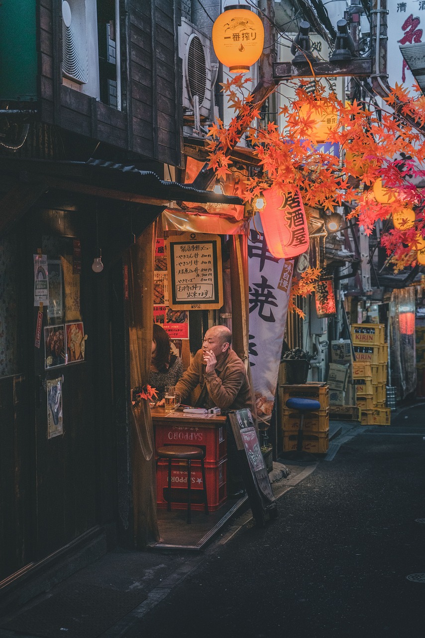 한적한 일본 거리, 아름다운 야경