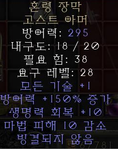  디아블로2 레저렉션 혼령 장막 고스트 아머(스피리트 슈라우드)