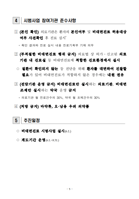 비대면 진료 시범사업 추진방안