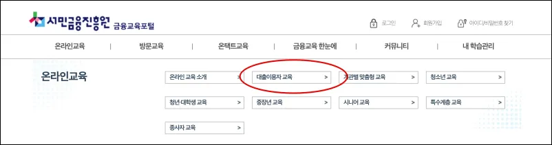 서민금융진흥원 금융교육포털 메뉴 소개