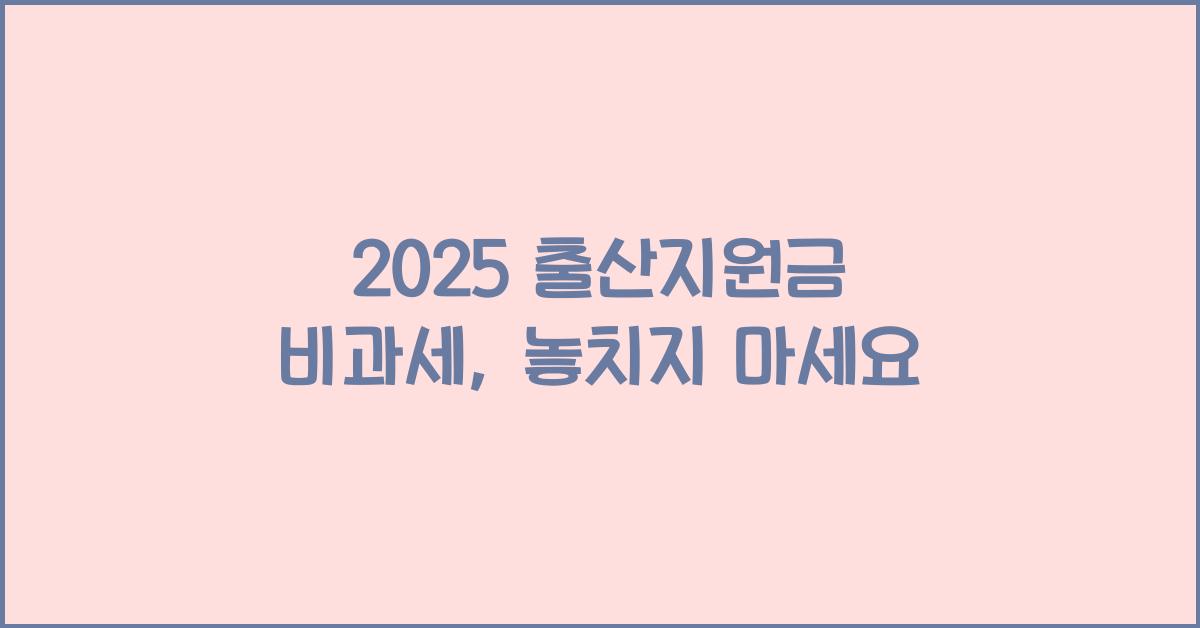 2025 출산지원금 비과세