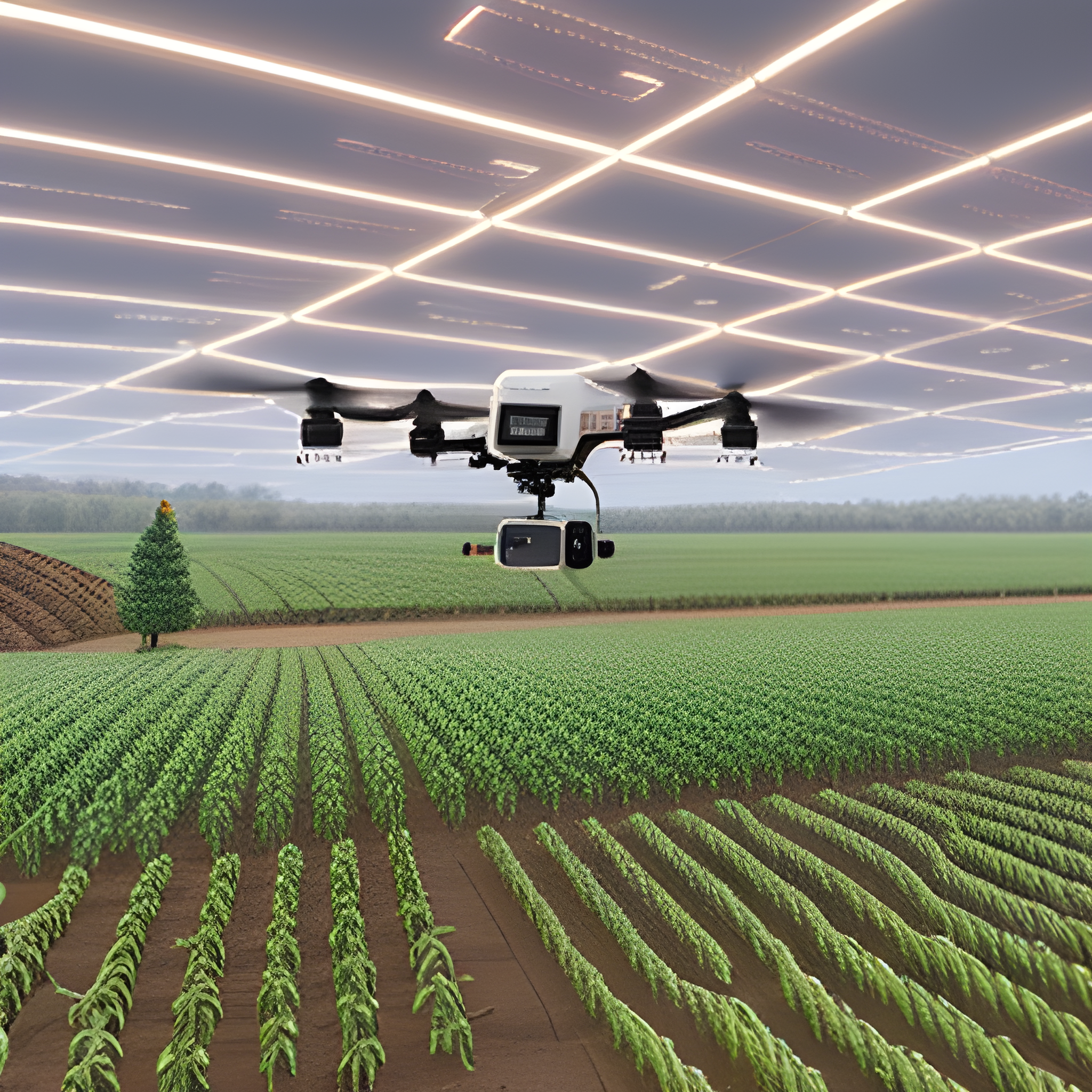 AI 기술이 적용된 현대식 농장을 묘사한 이미지