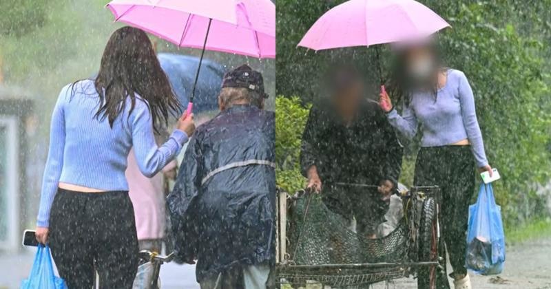 "특별한 일도, 별다른 일도 아니다..." 폭우가 쏟아지던 날, 폐지 노인에게 우산 씌어주고 용돈까지 쥐어준 여성의 뜻밖에 정체가 밝혀지자 모두의 가슴이 뭉쿨해졌습니다