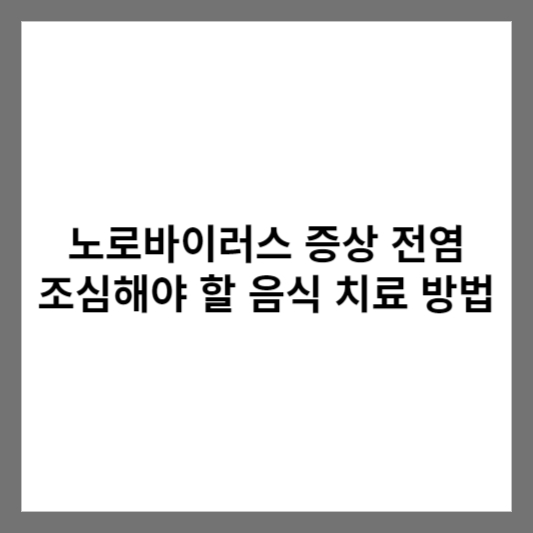 노로바이러스 증상 전염 조심해야 할 음식 치료 방법