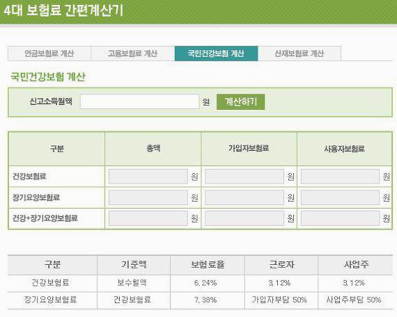 직장 건강보험료 계산