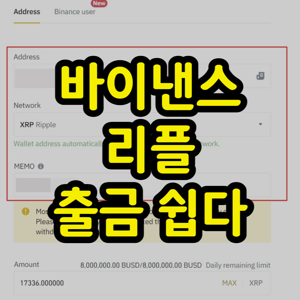  바이낸스 업비트 리플 출금 방법