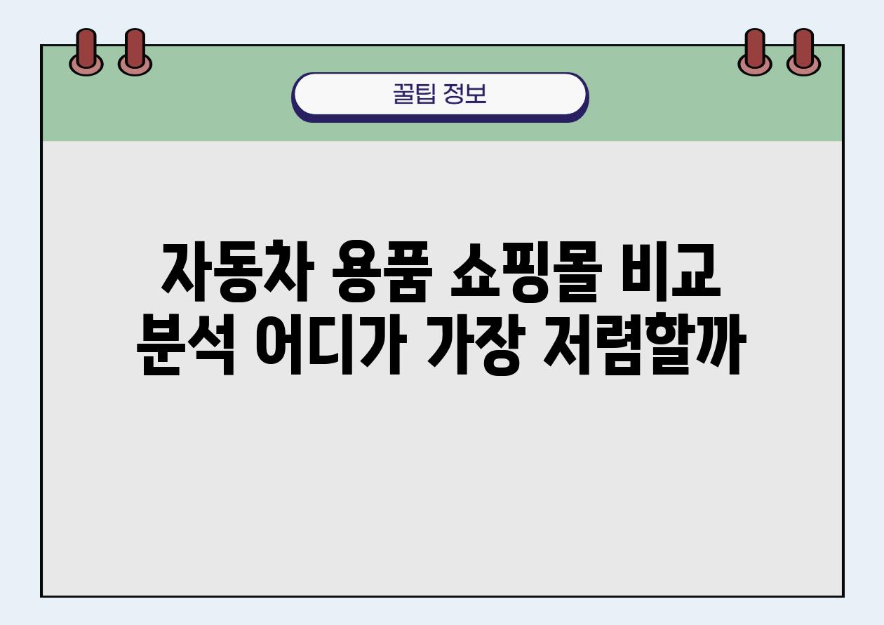 자동차 용품 쇼핑몰 비교 분석 어디가 가장 저렴할까