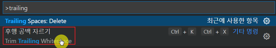 Trailing Spaces 실행