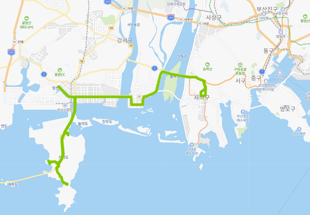  [부산] 520번버스 시간표와 노선 : 경제자유구역청, 을숙도, 하단역, 당리역, 동매역