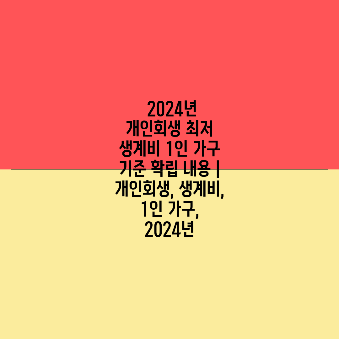  2024년 개인회생 최저 생계비 1인 가구 기준 확립