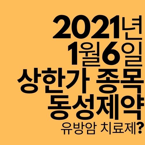  [상한가 종목] 동성제약 (유방암 치료?)