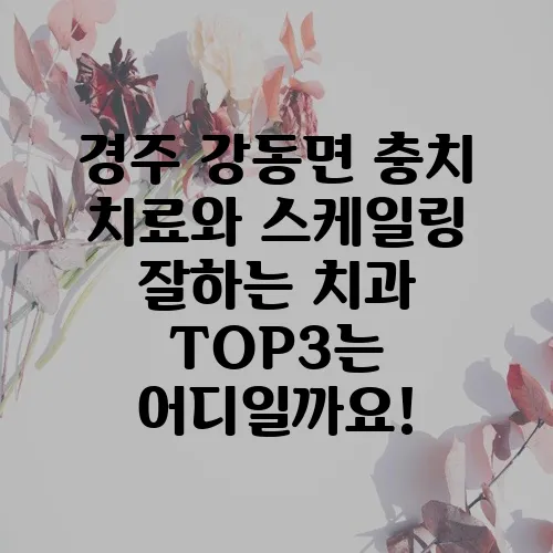 경주 강동면 충치 치료와 스케일링 잘하는 치과 TOP3는 어디일까요!