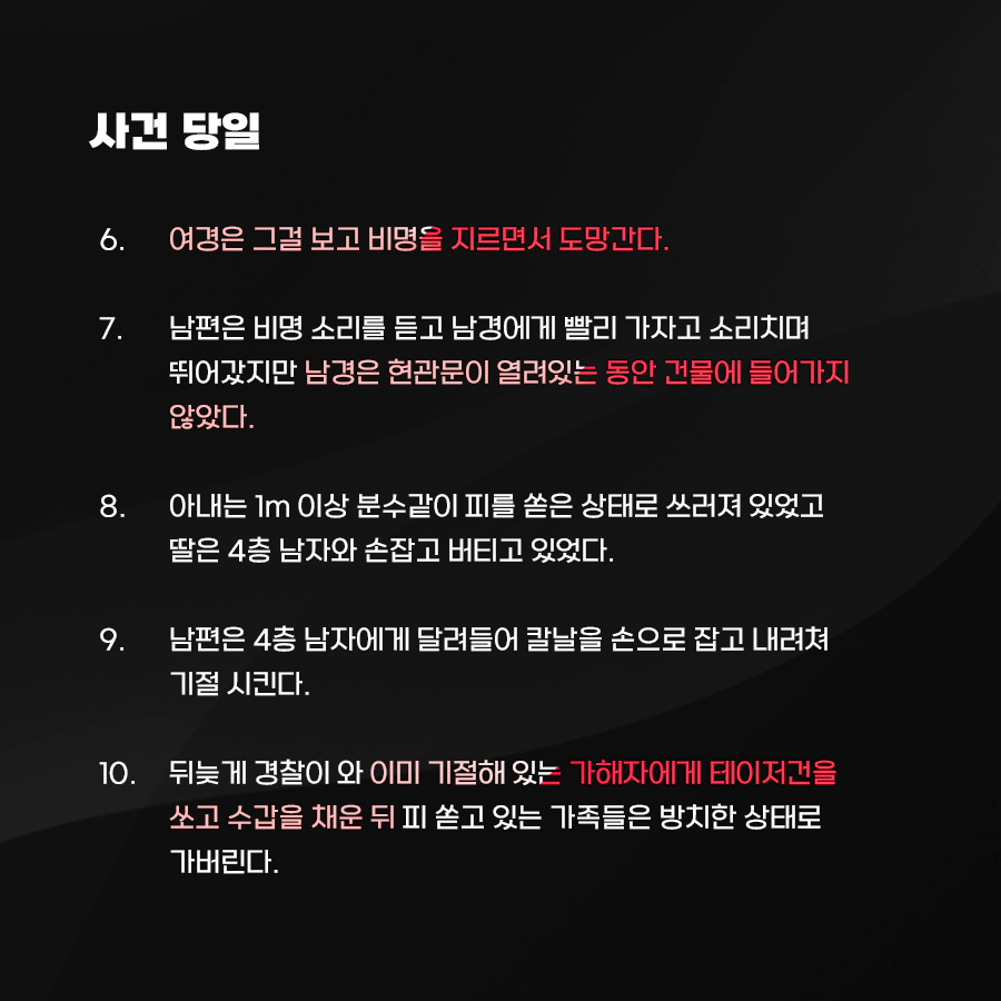층간소음 흉기난동 및 여경 도망 사건 당일 상황