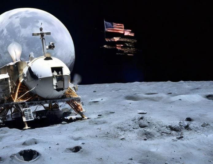 태평양 상공에 파괴된 미국 달 탐사선