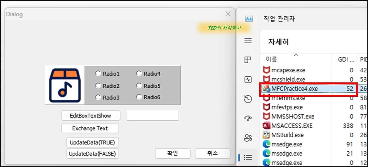 정상 프로그램 GDI 개체수