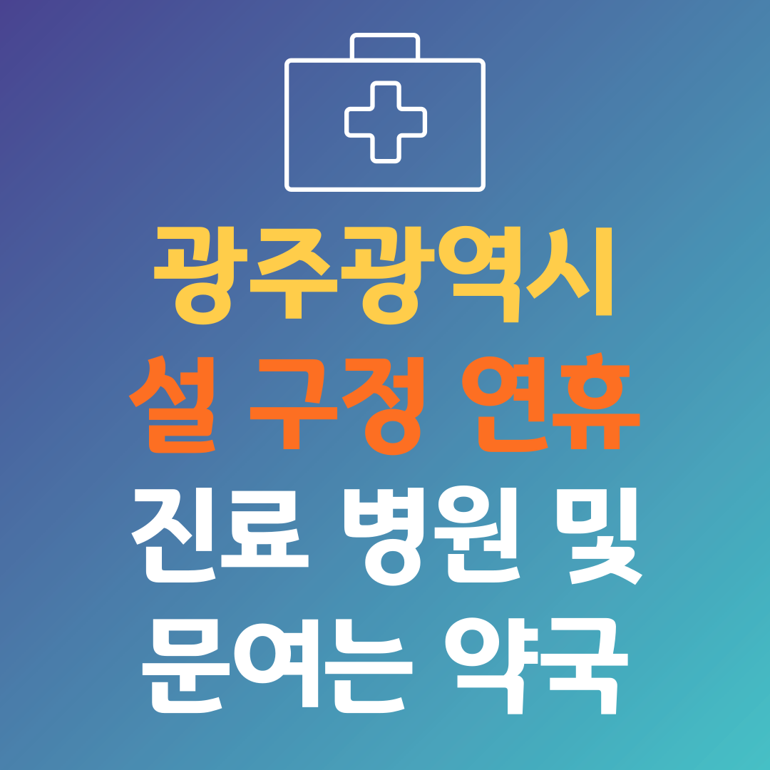 광주광역시 설 구정 연휴 진료 병원 및 문여는 약국