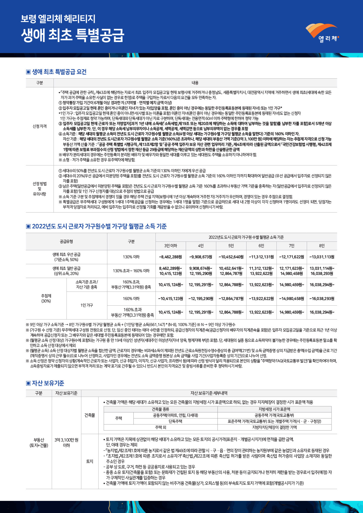 보령 엘리체 헤리티지 아파트 청약안내문-생애최초