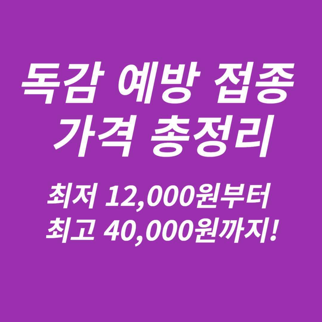 독감 예방 접종 가격 총정리