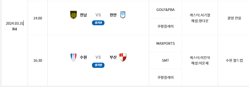  2024 K리그2 4라운드 경기 프리뷰(3)