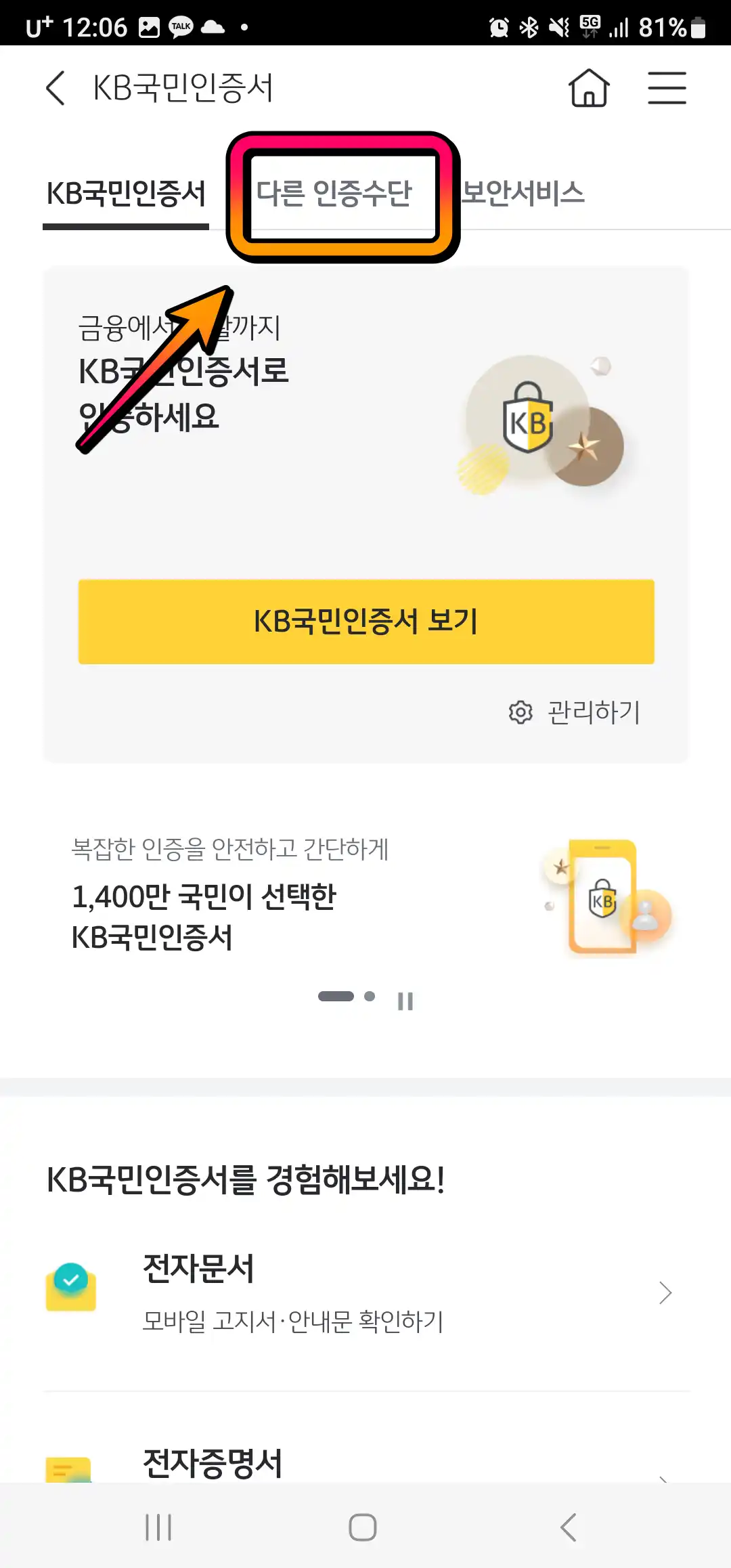 다른 인증수단