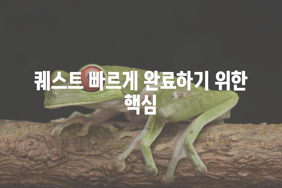 퀘스트 빠르게 완료하기 위한 핵심