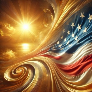 A radiant and artistic depiction of the American flag