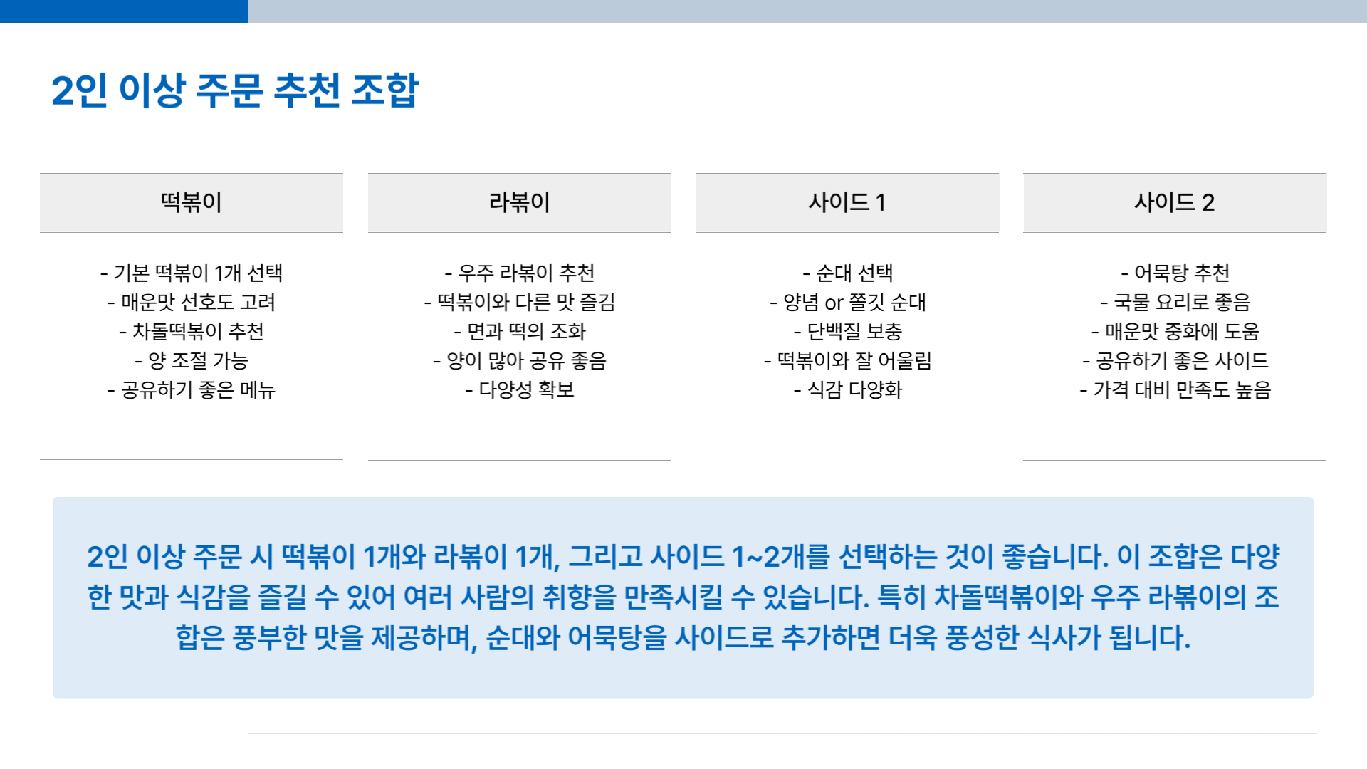 스텔라 떡볶이 메뉴 추천