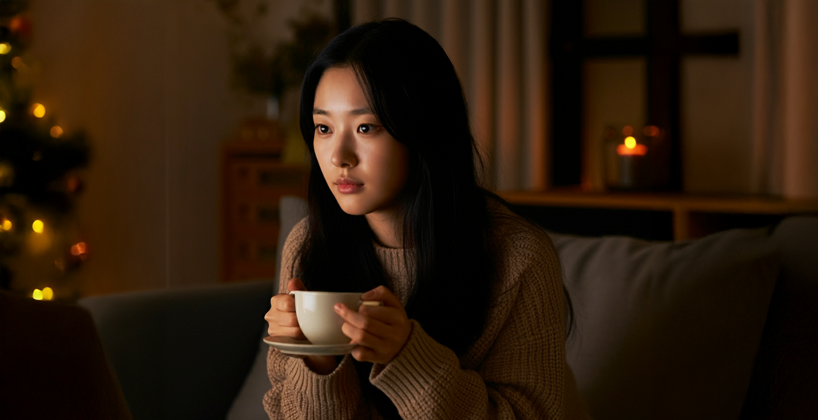 티비를 보고 있는 여성