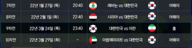 월드컵 한국 축구경기 중계 2022 카타르 월드컵 아시아 최종 예선 | 6